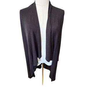 Halston Heritage Waterfall Open Front Lightwt Black Cardigan Sz Small